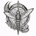 simplifed tribal masculine firefly  tattoo design idea