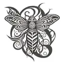 simplifed tribal masculine firefly  tattoo design idea
