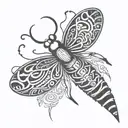 simplifed thick line classic tribal masculine firefly  tattoo design idea