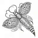simplifed thick line classic tribal masculine firefly  tattoo design idea