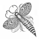 simplifed thick line classic tribal masculine firefly  tattoo design idea