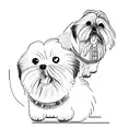 two shih tzu dogs tattoo design idea