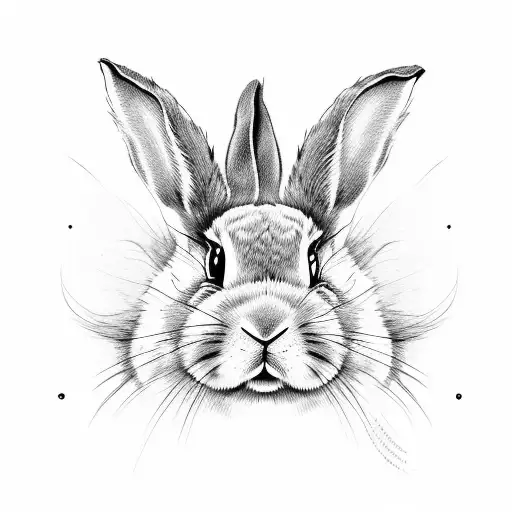 full body bunny rabbit with cute eye lashes, long haired bunny fur, and green eyes tattoo design idea