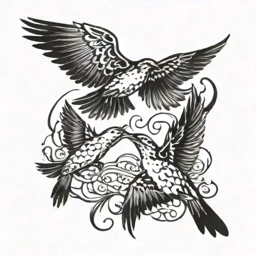 the word rare breaking up into birds flying tattoo design idea