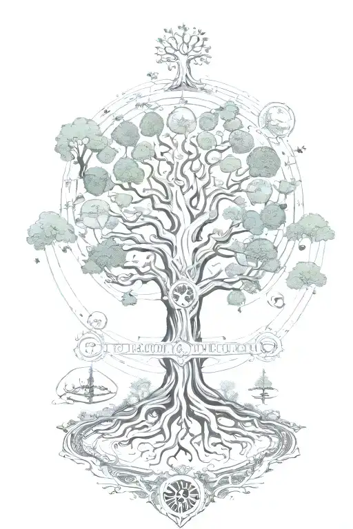 Yggdrasil world tree tattoo design idea