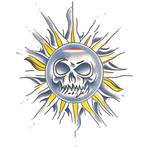 sun open hands tattoo design idea