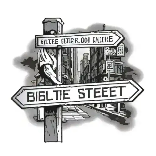 street, street sign bible verse, man on the street tattoo design idea