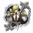 kurapika judgement chains With the dagger starti my between the chest at the top of the diaphragm with a chain going up  tattoo design idea