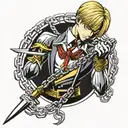 kurapika judgement chains With the dagger starti my between the chest at the top of the diaphragm with a chain going up  tattoo design idea