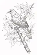 mourning dove sitting on maple branch  tattoo design idea