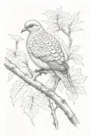mourning dove sitting on maple branch  tattoo design idea