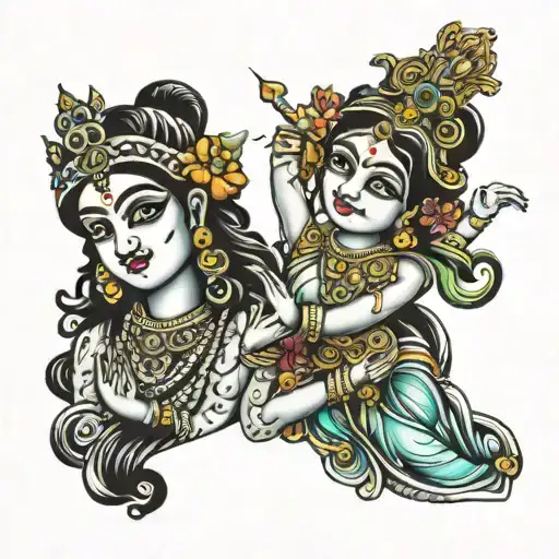 Radha krishna god hindu tattoo design idea