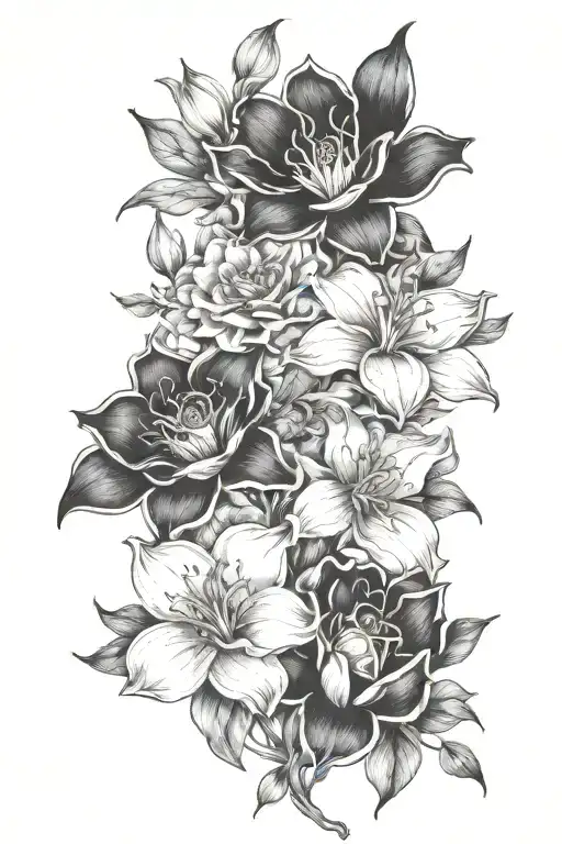 birth flowers Aquarius, Pisces,Libra  tattoo design idea