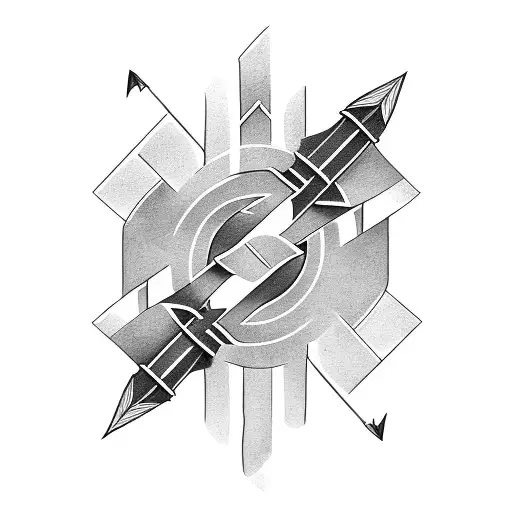 three arrows twisted with each other  tattoo design idea