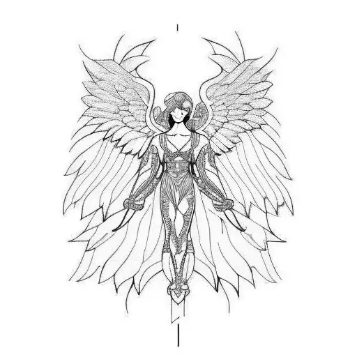 Angel protector tattoo design idea