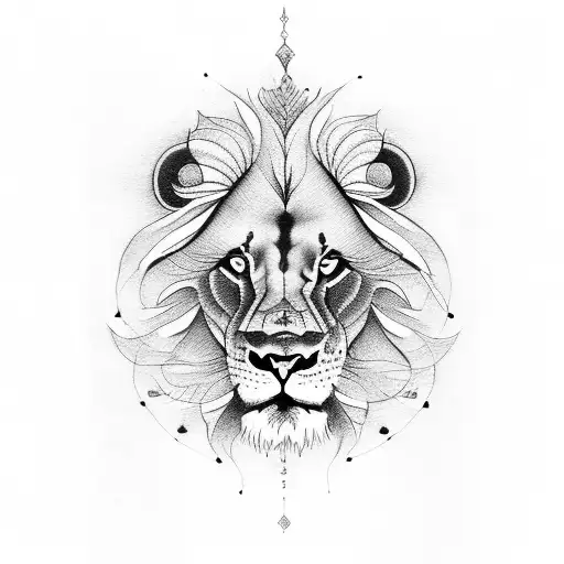 Sikh character killing lion tattoo design idea