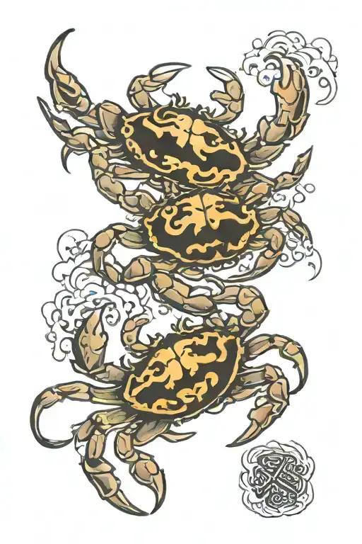 crab and waters tattoo design idea