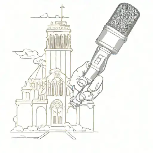 Notre Dame de Paris and a 1950s microphone and Frank Sinatra's siganture as one symbol  tattoo design idea