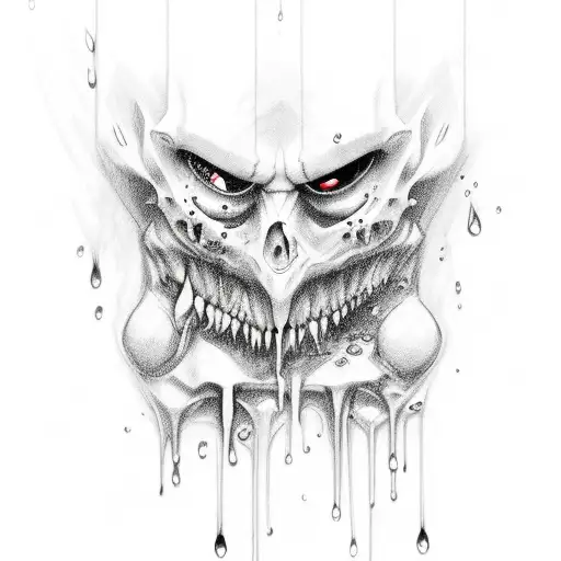 Razor, tears drowning blood revenge tattoo design idea