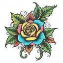 rainbow rose vine tattoo design idea