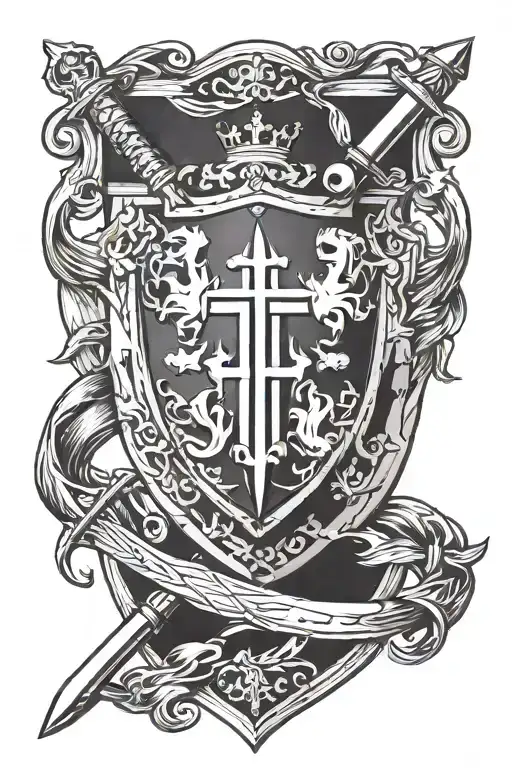 Croatian french knight shield sword cross   tattoo design idea