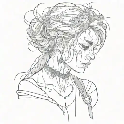 past sad life, present rebellious girl tattoo design idea