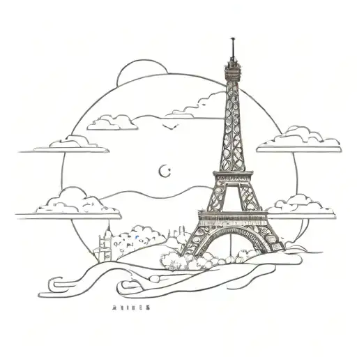 Eiffel tower as a rocket launching tattoo design idea