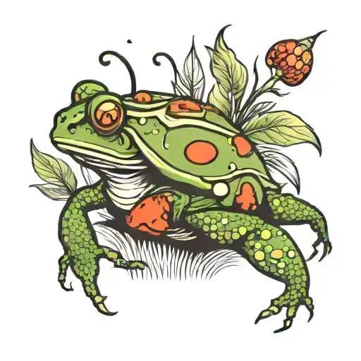 mushroom bugs frog  tattoo design idea