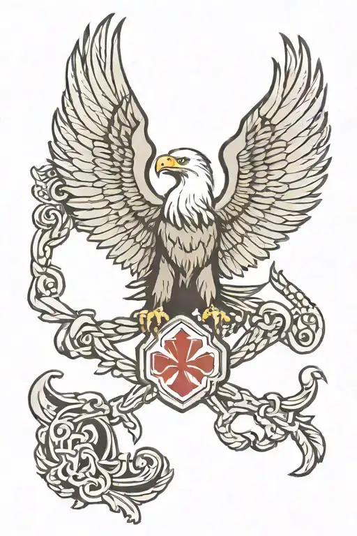 western, Eagle Scout emblem integrated tattoo design idea