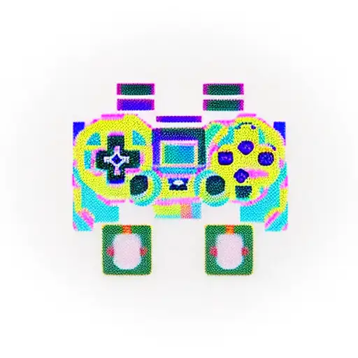 A traditional tattoo design showcasing a classic Playstation memory card as the centerpiece, surrounded by intricate patterns and symbols representing the client's favorite video games. tattoo design idea