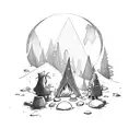 Moonlit nome gathering around a campfire, inspired by Luan Santana's music tattoo design idea