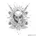 skelton crying  tattoo design idea