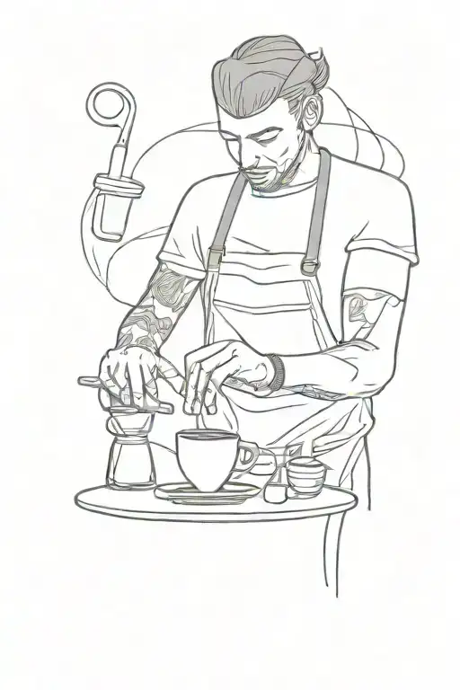 barista making coffee  tattoo design idea