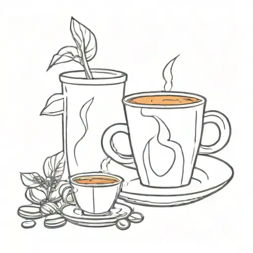 espresso and beans from farm to cup of coffee and definition of coffee and caffeine components and ratio water and coffe tattoo design idea
