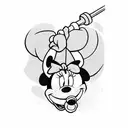 Minnie Mouse swinging an oversized hammer tattoo design idea