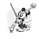 Minnie Mouse swinging an oversized hammer tattoo design idea