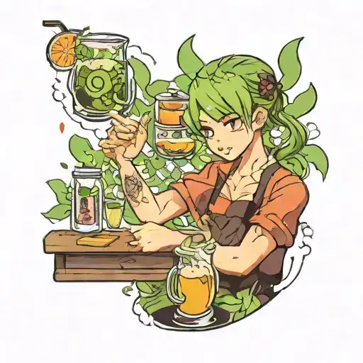 Bartender and matcha tattoo design idea