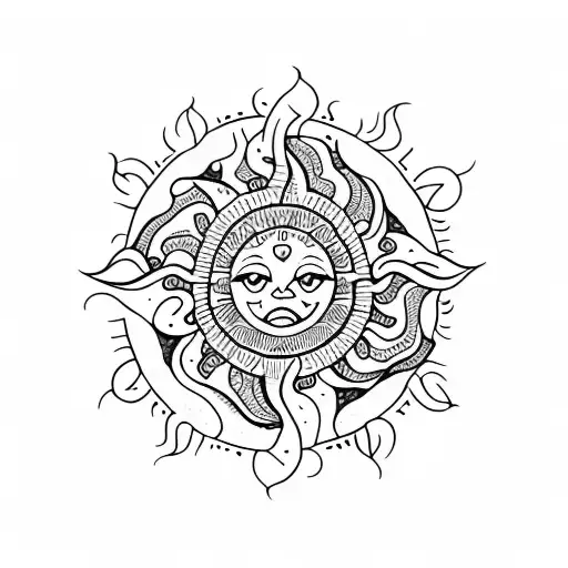 sun and elephant wrap around tattoo done in a mandala style  tattoo design idea