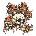 skull mushrooms and explosion  tattoo design idea
