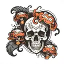 skull mushrooms and explosion  tattoo design idea