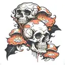 skull mushrooms and explosion  tattoo design idea