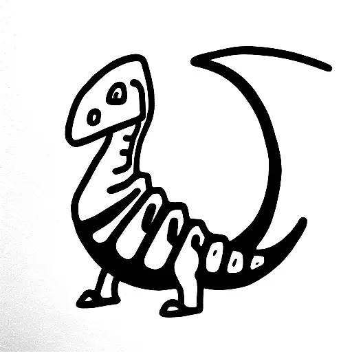 Declan with a cute dinosaur beside it tattoo design idea