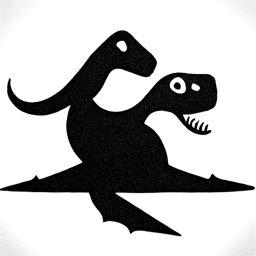 the name "Declan" with a cute dinosaur beside it tattoo design idea