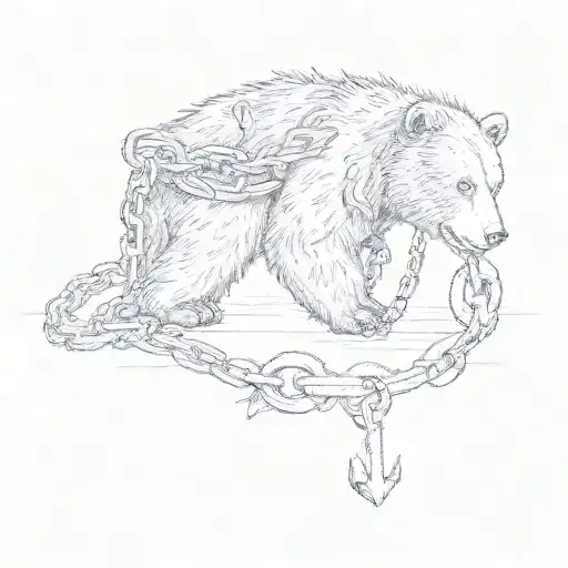 a bear chained to an anchor unable to get up tattoo design idea