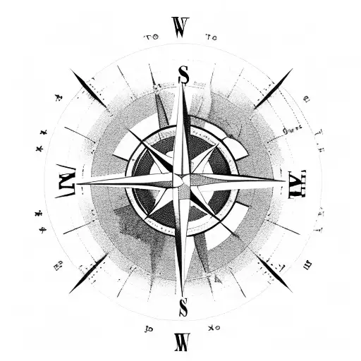 compass with A for north, D for West and S for East. South isnt needed. mountains, jungle veins  tattoo design idea