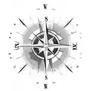 compass with A for north, D for West and S for East. South isnt needed. mountains, jungle veins  tattoo design idea