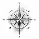 compass with A for north, D for West and S for East. South isnt needed. mountains, jungle veins  tattoo design idea