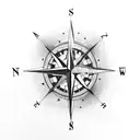 compass with A for north, D for West and S for East. South isnt needed. mountains, jungle veins  tattoo design idea