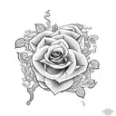 sword with snake and roses vines tattoo design idea