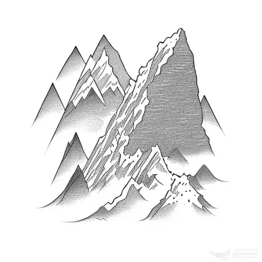 A majestic mountain range with a winding hiking trail leading to the top tattoo design idea